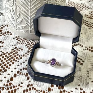Vintage P*M Amethyst and CZ vermeil ring